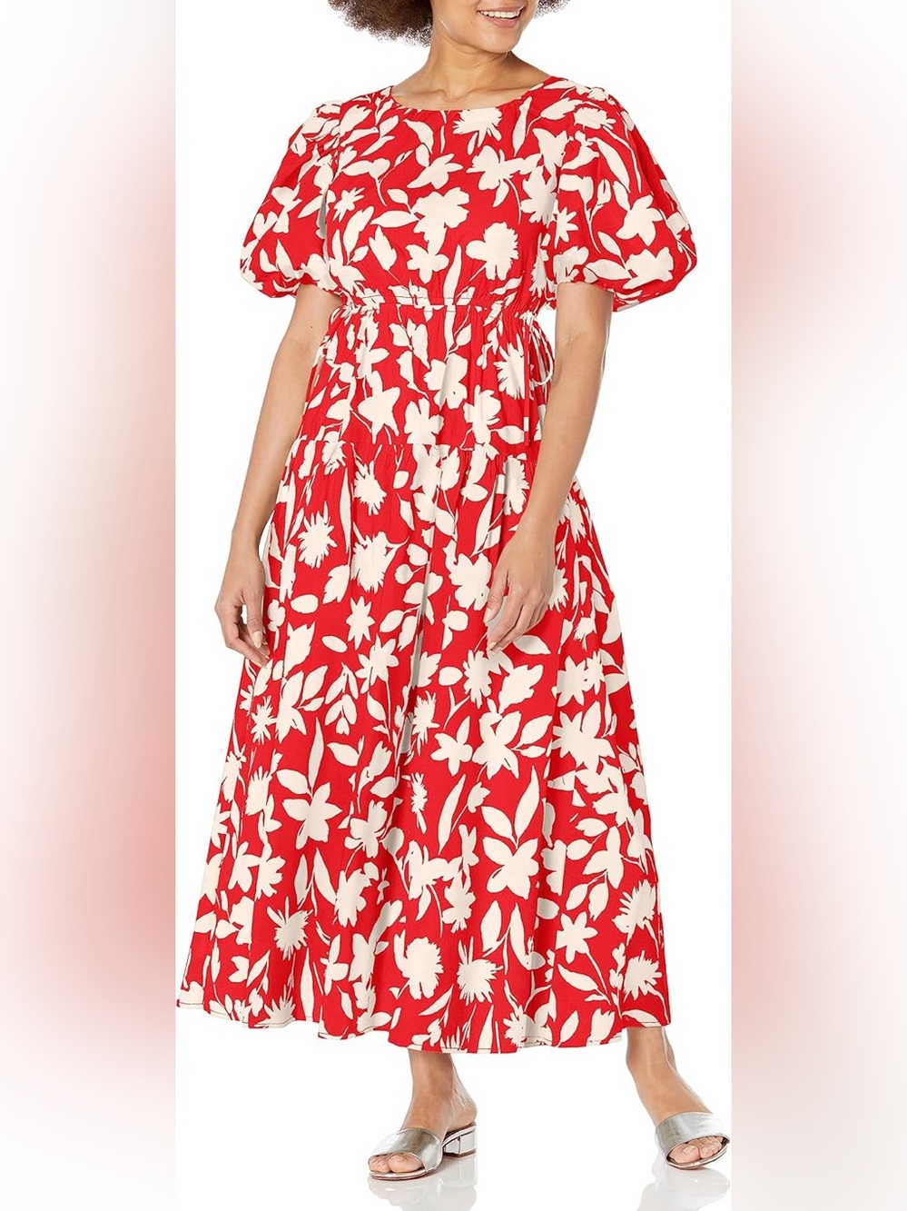 Moon River Side Tie Floral Midi Dress